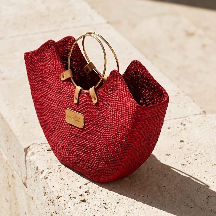 The Jua — Woven Straw Beach Bag with Brass Handles