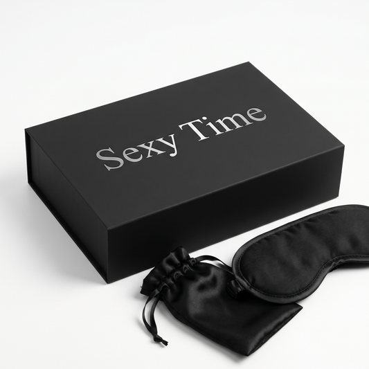 Sexy Time Premium Black Satin Sleep Mask Gift Set