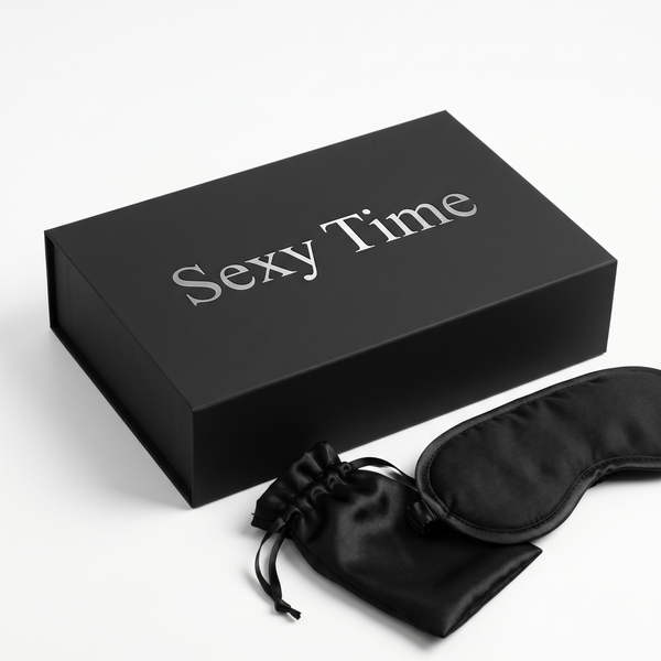 Sexy Time Premium Black Satin Sleep Mask Gift Set