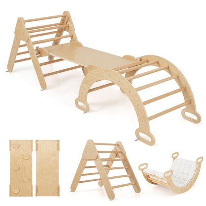 7-in-1 Triangular Set of 3, Baby Climbing Toys w/ Triangular Climber Arch Ramp Rocker