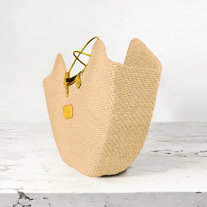 The Jua — Woven Straw Beach Bag with Brass Handles