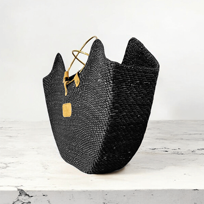 The Jua — Woven Straw Beach Bag with Brass Handles