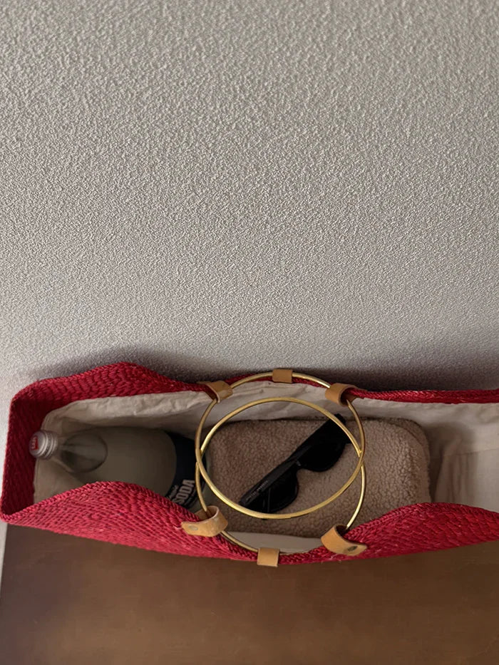 The Jua — Woven Straw Beach Bag with Brass Handles
