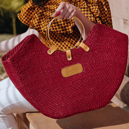 The Jua — Woven Straw Beach Bag with Brass Handles