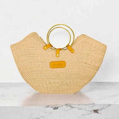 The Jua — Woven Straw Beach Bag with Brass Handles