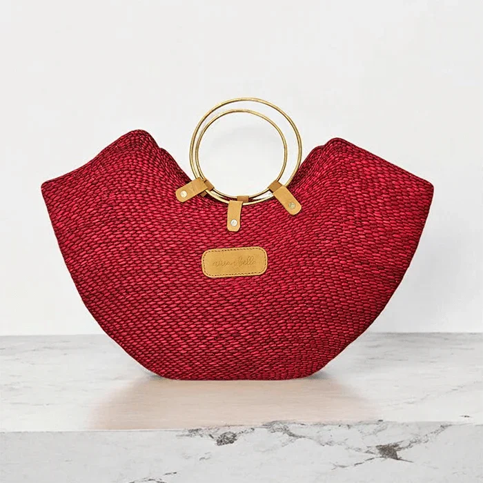 The Jua — Woven Straw Beach Bag with Brass Handles