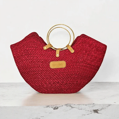 The Jua — Woven Straw Beach Bag with Brass Handles