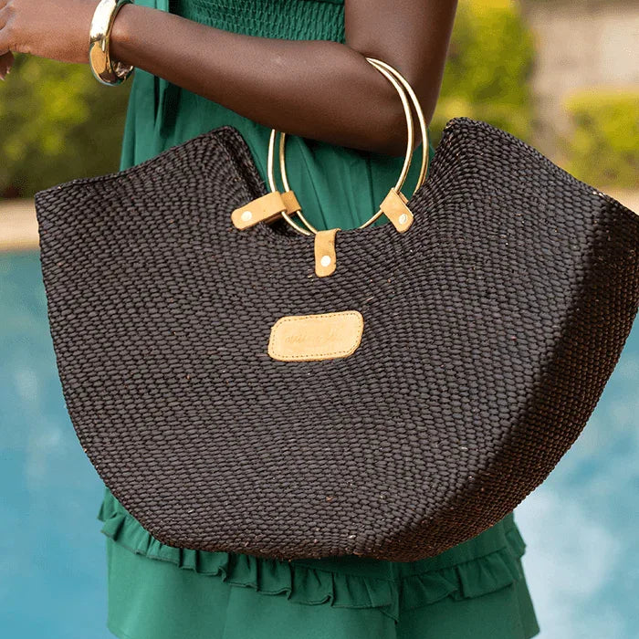 The Jua — Woven Straw Beach Bag with Brass Handles