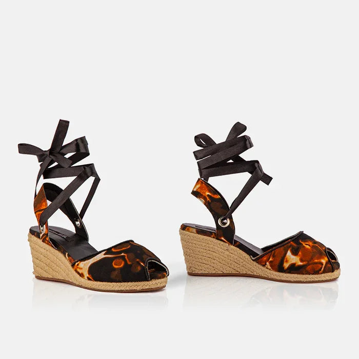 The Gaia Midnight Flame Wedge Sandals | Limited Edition Print
