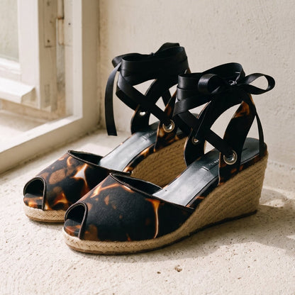 The Gaia Midnight Flame Wedge Sandals | Limited Edition Print