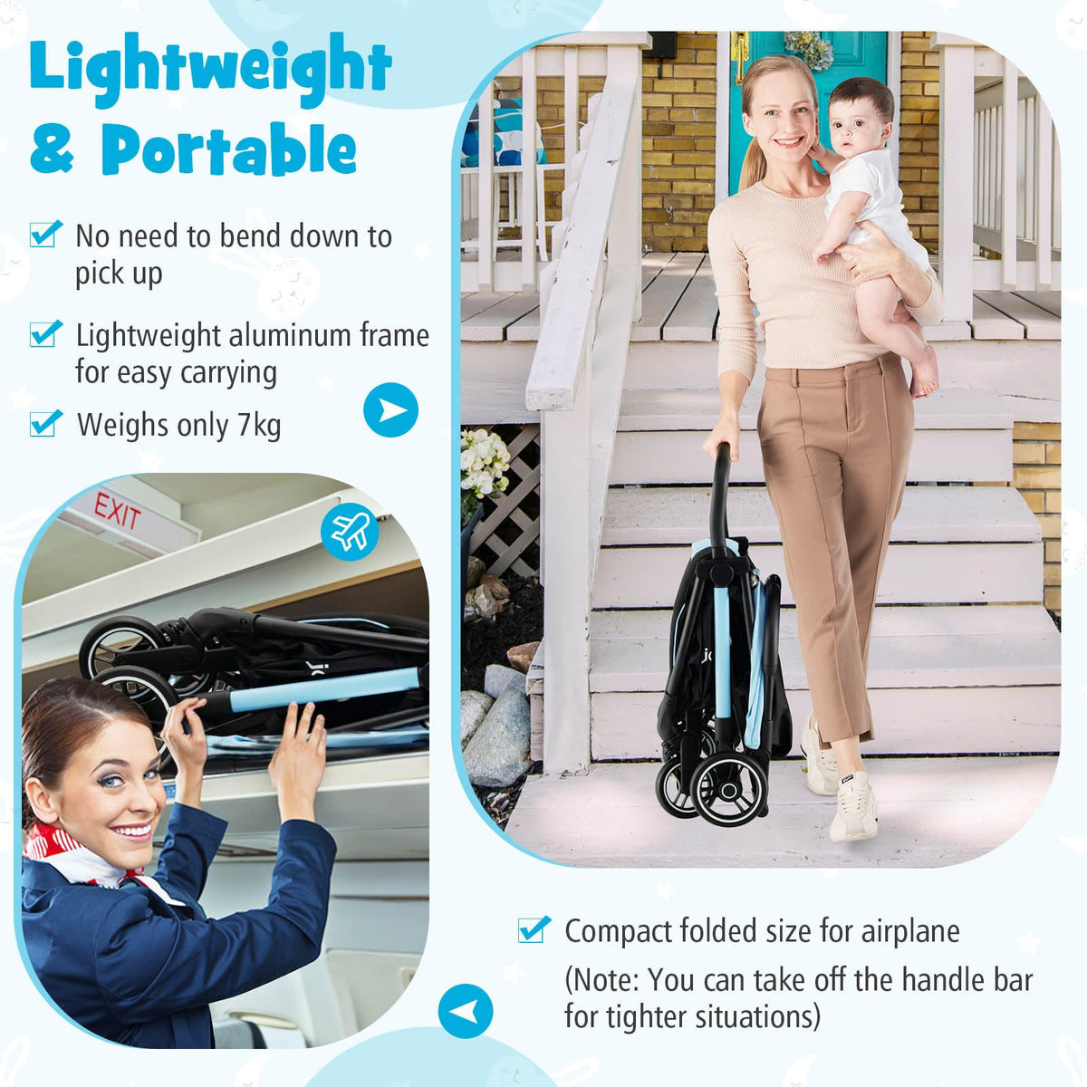 BABY JOY Lightweight Baby Stroller, Compact Travel Stroller for Airplane
