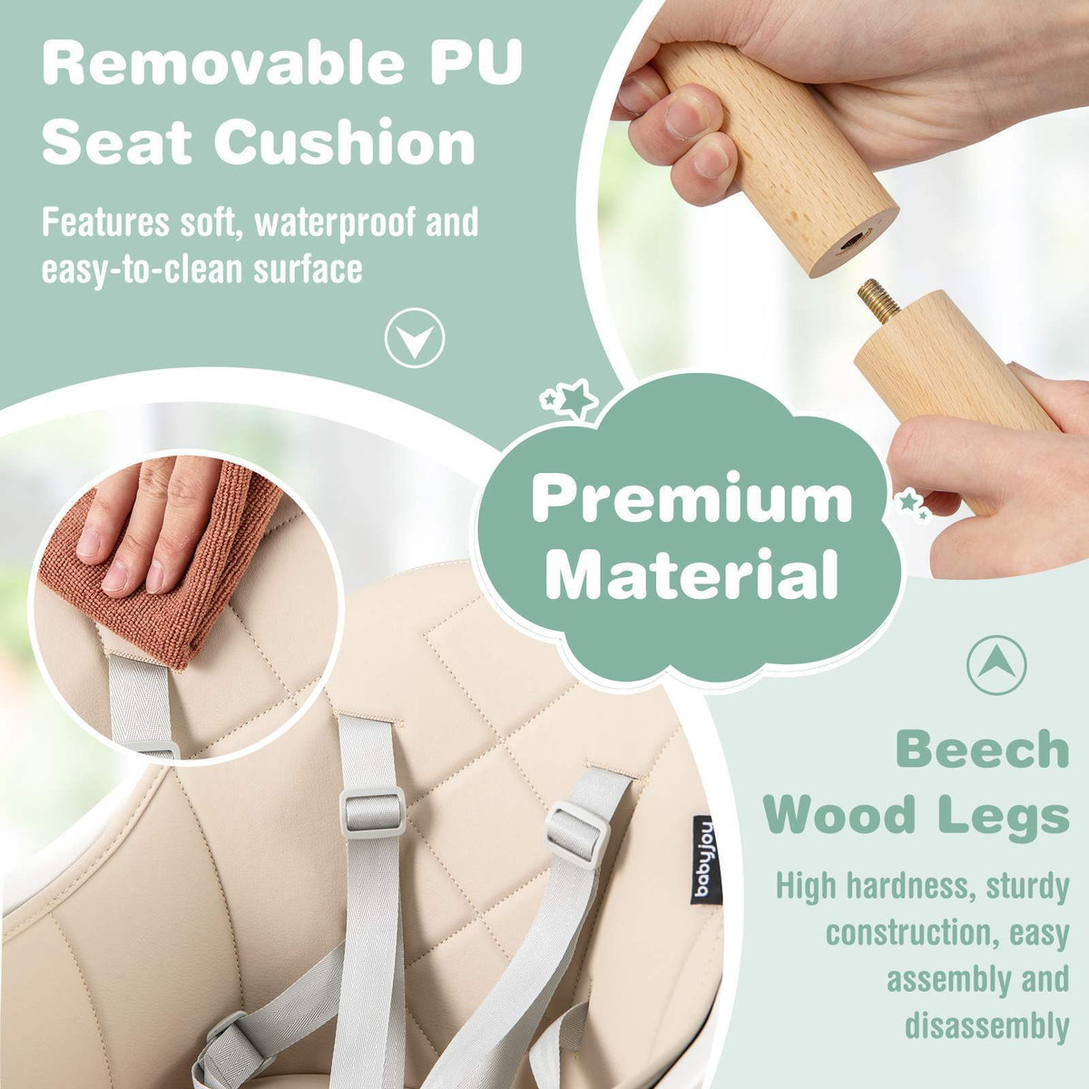 BABY JOY 6-in-1 Convertible Wooden High Chair Baby Highchair up to 6 Years Old