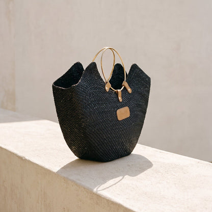The Jua — Woven Straw Beach Bag with Brass Handles